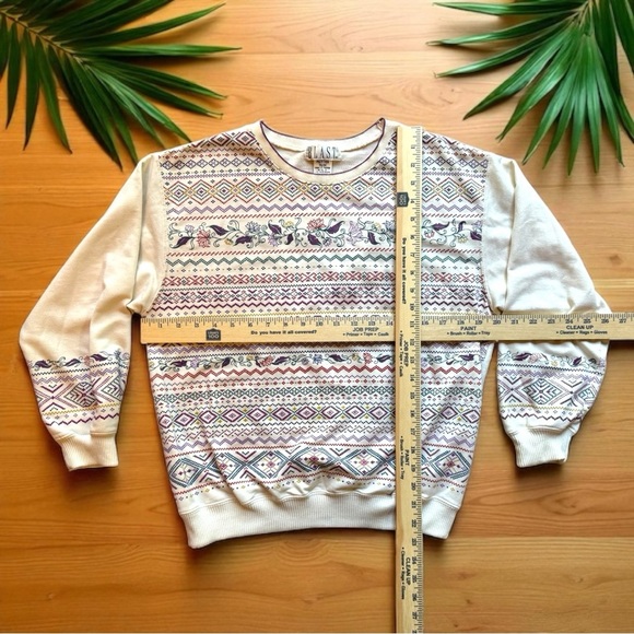 Vintage BLAST Petites Cream Floral Geometric Print Sweatshirt – Size M - Picture 7 of 12